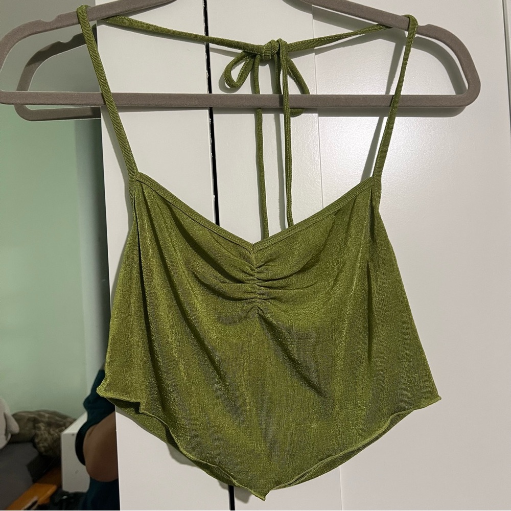 Princess Polly Green Ruched Halter Top